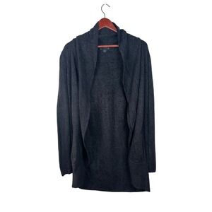 Barefoot Dreams Medium CozyChic‎ Lite Knit Cardigan Pockets Charcoal Black Comfy